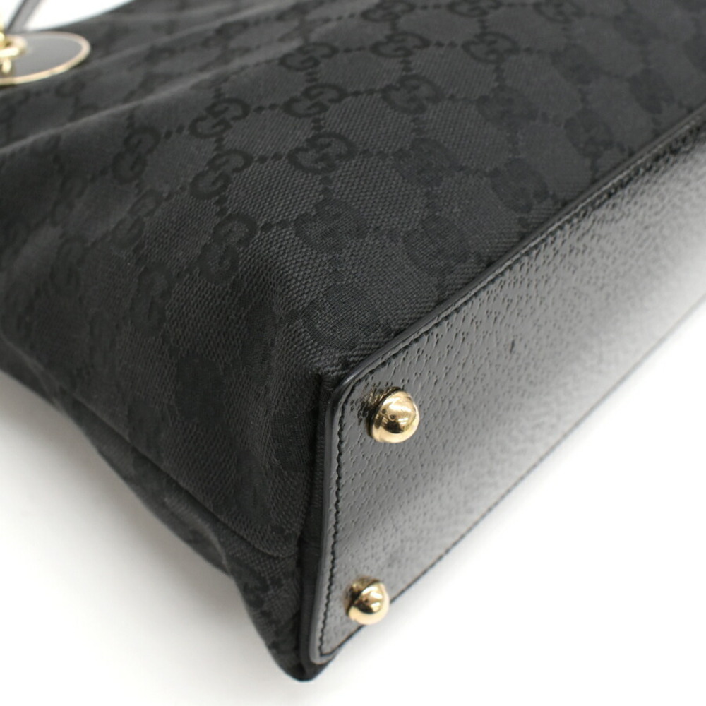 Gucci Eclipse Black Shoulder Tote Bag GG Canvas Jacquard Leather - Picture 6 of 9